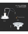 3-pack 5W Infälld spotlight - Inomhus, vit front, komplett med GU10-hållare och LED-spot