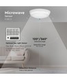 V-Tac 15W LED takarmatur - Mikrovågssensor, skymningssensor, nattbelysning, IP65, inkl. ljuskälla