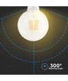 V-Tac 6W LED globlampa - Samsung LED chip, Filament, Ø12,5 cm, E27