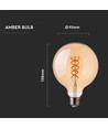 5W E27 LED globelampa - 2200K, Ø95mm, extra varmvit, filament