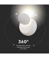 5W LED vit vägglampa - IP20 inomhus, rund, roterbar, inkl. ljuskälla
