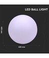 V-Tac RGB LED boll - Uppladdningsbart, med fjärrkontroll, Ø40 cm