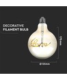 V-Tac 5W LED Love globlampa - Filament, Ø12,5cm, extra varmvitt, E27