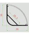 Alu hörnprofil 30x30 till IP65 och IP68 LED strip - 2 meter, inkl. frostat cover och klips