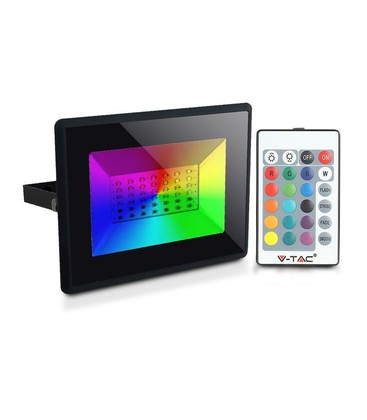 V-Tac 50W LED strålkastare RGB - Med RF fjärrkontroll, utomhusbruk
