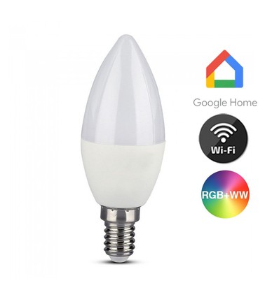 E14 5W Smart Home LED-lampa - Tuya/Smart Life, fungerar med Google Home, Alexa och smartphones