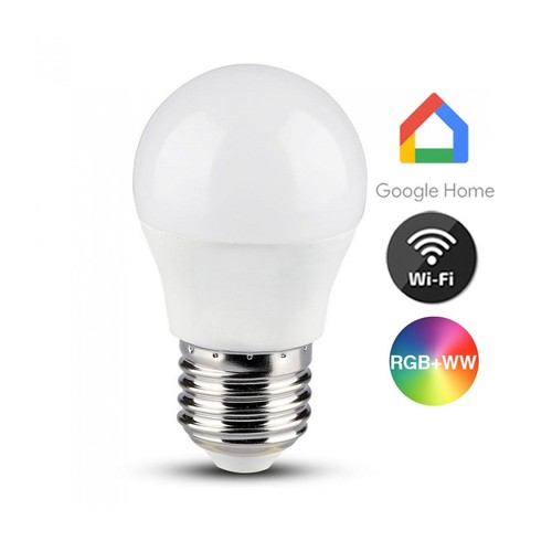 V-Tac 5W Smart Home LED lampa - Tuya/Smart Life, fungerar med Google Home, Alexa och smartphones, E27, G45