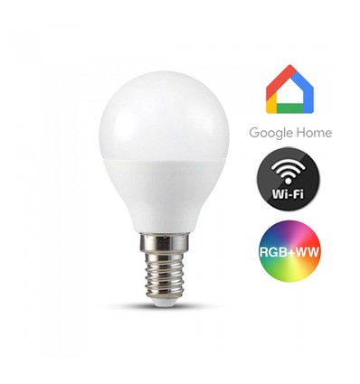 V-Tac 5W Smart Home LED lampa - Tuya/Smart Life, fungerar med Google Home, Alexa och smartphones, P45, E14