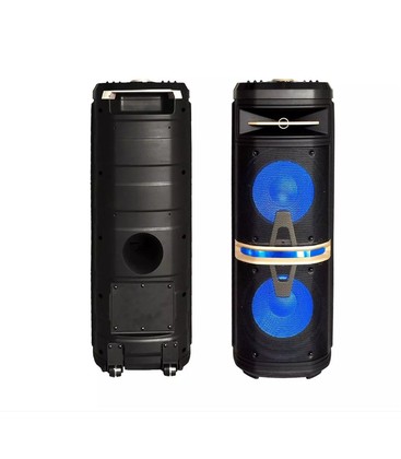120W partyhögtaler på hjul - Uppladdningsbart, Bluetooth, diskolys, inkl. mikrofon