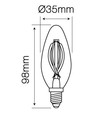 2W LED kronljus - Filament, varmvitt, E14