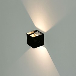 Lampor V-Tac 12W LED svart vägglampa - Kvadrat, justerbar spridning, IP65 utomhusbruk, 230V, inkl. ljuskälla