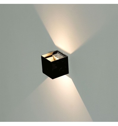 12W LED-vägglampa - IP65 utomhus, svart, fyrkantig, justerbar spridning, inkl. ljuskälla