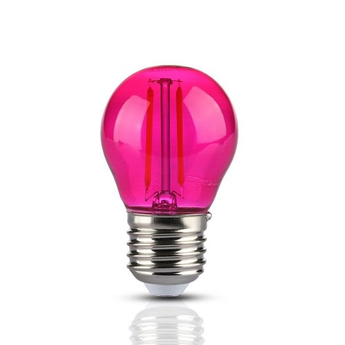 Outlet: V-Tac 2W Färgad LED liten globlampa - Rosa, Filament, E27