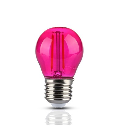 Outlet: V-Tac 2W Färgad LED liten globlampa - Rosa, Filament, E27