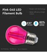 Outlet: V-Tac 2W Färgad LED liten globlampa - Rosa, Filament, E27