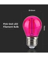 Outlet: V-Tac 2W Färgad LED liten globlampa - Rosa, Filament, E27