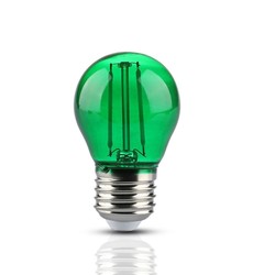 E27 vanliga LED V-Tac 2W Färgad LED liten globlampa - Grön, Filament, E27