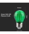 V-Tac 2W Färgad LED liten globlampa - Grön, Filament, E27