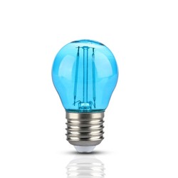 Färgade LED lampor E27 V-Tac 2W Färgad LED liten globlampa - Blå, Filament, E27