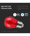 V-Tac 2W Färgad LED liten globlampa - Röd, Filament, E27