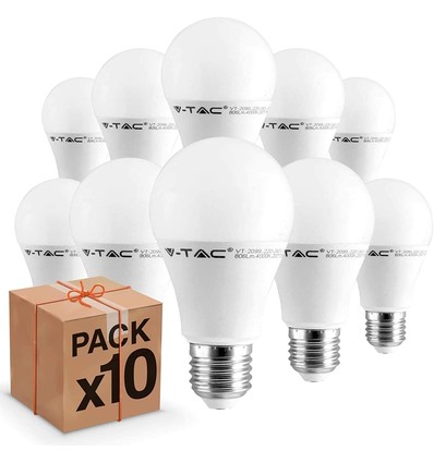 10-pack E27 9W LED-lampa - 200 grader