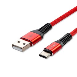 Diverse V-Tac USB-C till USB-A kabel - 1 meter, flettet kabel, röd