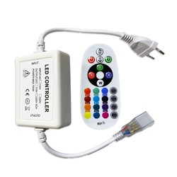 230V RGB RGB kontroller med fjärrkontroll - 230V, memory funktion, Radiostyrd, max. 50m.