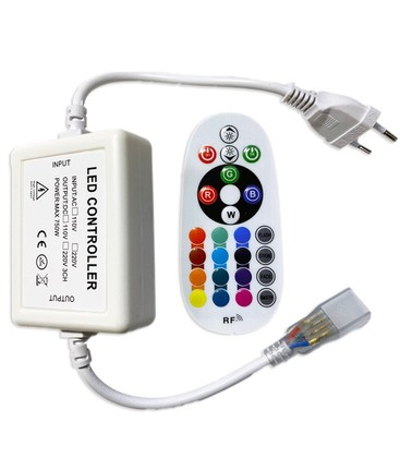 RGB kontroller med fjärrkontroll - 230V, memory funktion, Radiostyrd