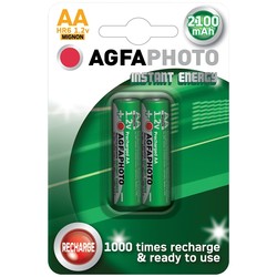 Batterier 2 stk AgfaPhoto uppladdningsbart batteri - AA, 1,5V