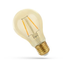 E27 vanliga LED 2W LED lampa - A60, filament, rav färgad glas, extra varm, E27