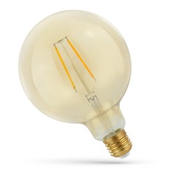 E27 LED 2W LED globlampa - Filament, 12,5 cm, rav färgad glas, extra varm, E27