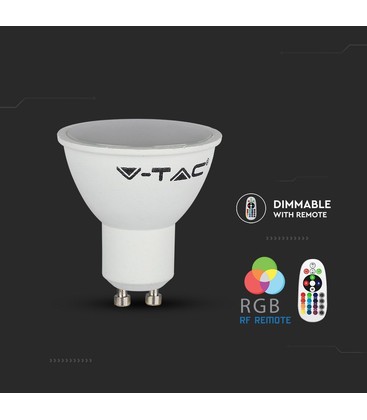 V-Tac 3,5W RGB LED lampa - Med RF fjärrkontroll, GU10