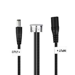 12V V-Tac LED touch-dimmer och avbrytare - Svart, 12V (60W), 1,5 meter, DC-kontakt.