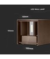 V-Tac 11W LED corten vägglampa - Kvadrat, justerbar spridning, IP65 utomhusbruk, 230V, inkl. ljuskälla