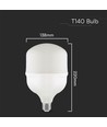 V-Tac 50W LED lampa - T120, E27 med E40 ringadapter