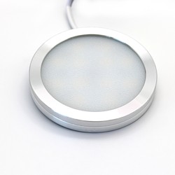 LEDlife Sono60 möbelspot - Utanpåliggande, Skåpbelysning, Mått: Ø6 cm, borstat stål, 12V DC