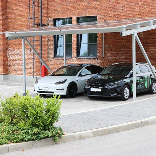 Solar carport med 5° lutning - För 15 solpaneler, 3 rader om 5