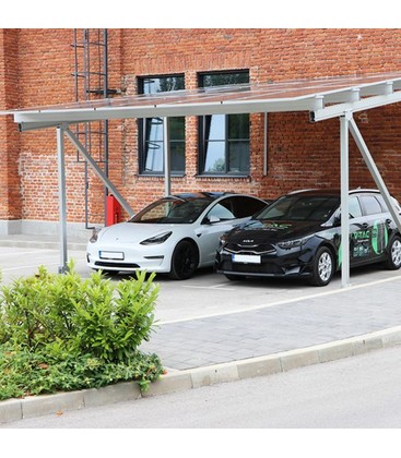 Solar carport med 5° lutning - För 15 solpaneler, 3 rader om 5
