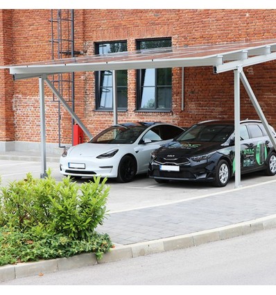 Solar carport med 5° lutning - För 15 solpaneler, 3 rader om 5