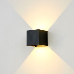 Lampor LEDlife CUBIC 6W vägglampa - Svart, fyrkantig, upp/ned, justerbar, inne/ute, IP65, inkl. ljuskälla