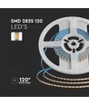 V-Tac 8W/m LED strip - 5m, 3mm bred,IP20, 24V, 120 LED per. meter