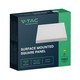 V-Tac 18W LED takarmatur - 21,4 x 21,4cm, Höjd: 3,1cm, vit kant, inkl. ljuskälla
