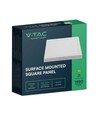 V-Tac 18W LED takarmatur - 21,4 x 21,4cm, Höjd: 3,1cm, vit kant, inkl. ljuskälla