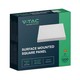 V-Tac 12W LED takarmatur - 16,73 x 16,73cm, Höjd: 2,86cm, vit kant, inkl. ljuskälla