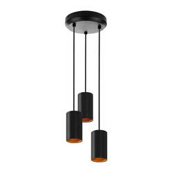 LED takpendel Hängandearmatur med 3 sockeler - Svart med koppar, Ø7 cm, GU10