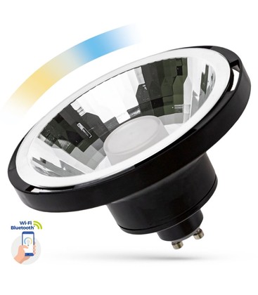 10W Svart Smarta Home LED spotlight - Tuya/Smart Life, verk med Google Home, Alexa och smartaphones, GU10 AR111