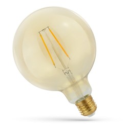 E27 LED 5W LED globlampa - Filament, 12,5 cm, rav färgad glas, extra varm, E27