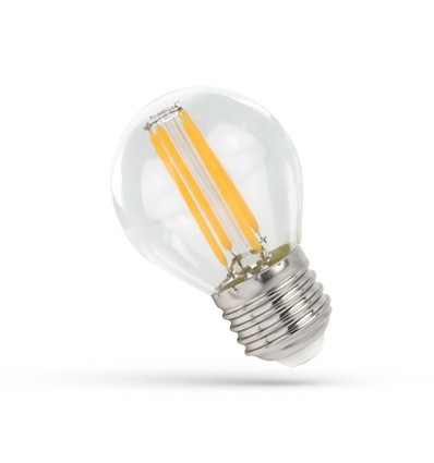 E27 4W LED klotlampa - G45, filament, klart glas