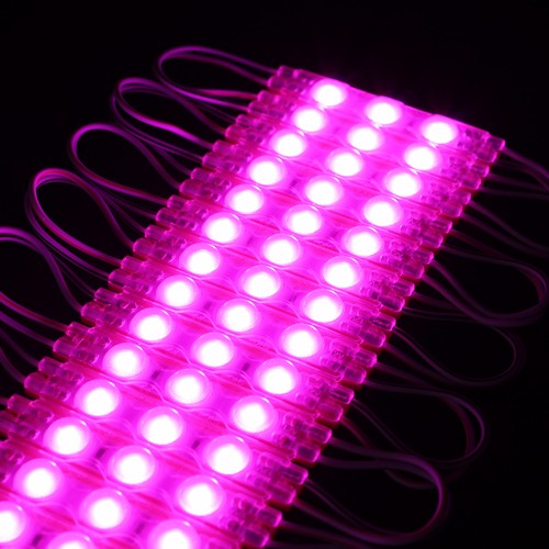 Vattentät pink LED modul - 1,1W per styck, IP66, 12V, Perfekt för skyltar och speciallösningar