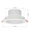 Outlet: 20W LED spotlight - Hål: Ø17 cm, Mål: Ø19 cm, 230V, IP44 våtrum & takfot